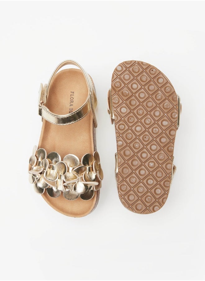 Flora Bella By Shoexpress - Girls Applique Detail Sandals With Hook And Loop Closure - Image 1