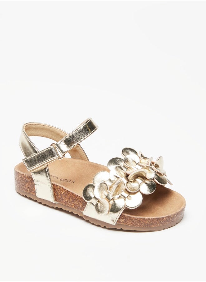 Flora Bella By Shoexpress - Girls Applique Detail Sandals With Hook And Loop Closure - Image 1