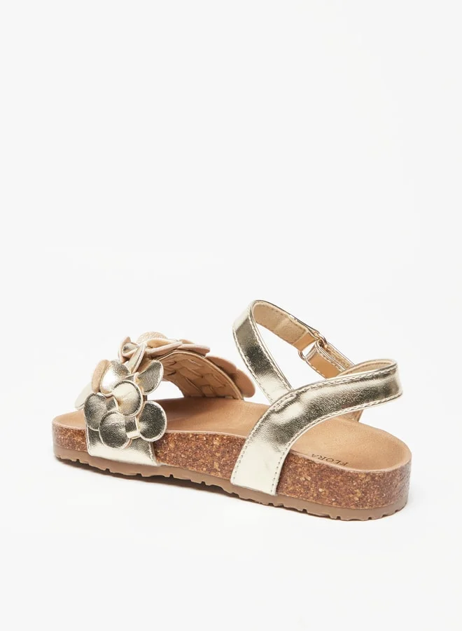 Flora Bella By Shoexpress Girls Applique Detail Sandals With Hook And Loop Closure