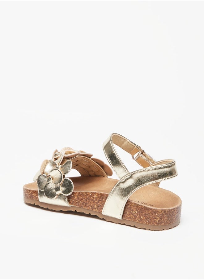Flora Bella By Shoexpress - Girls Applique Detail Sandals With Hook And Loop Closure - Image 1