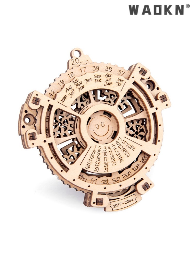 WAOKN DIY Perpetual Calendar, Wooden Mechanical Gears 3D Puzzle Model, Educational and Engaging Craft Kit, Ideal for Adults and Teens, Enhances Spatial Awarenes, Develops Fine Motor Skills  - Image 1