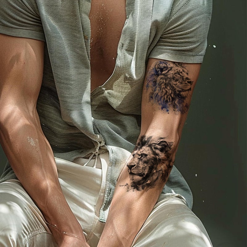 Everjoy 25 Sheets Tough Beast Temporary Tattoo Stickers, 12 Sheets Large Arm Watercolor Animals Fake Tattoos, 13 Pcs Small Animals Tattoo Stickers For Men and Women - Image 5