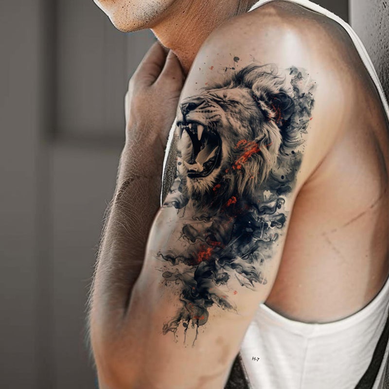 Everjoy 25 Sheets Tough Beast Temporary Tattoo Stickers, 12 Sheets Large Arm Watercolor Animals Fake Tattoos, 13 Pcs Small Animals Tattoo Stickers For Men and Women - Image 3