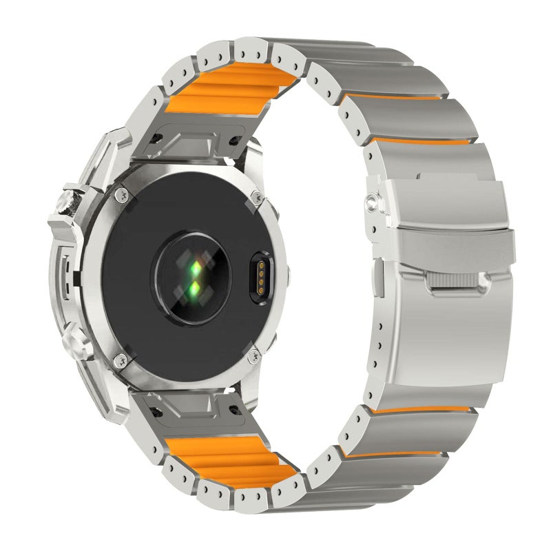 S-TOP For Garmin 26mm Safety Buckle Single Bead Silicone Titanium Alloy Watch Band(Titanium Orange) - Image 2