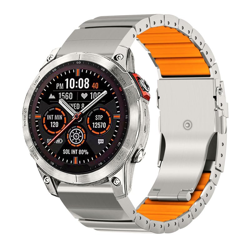 S-TOP For Garmin 26mm Safety Buckle Single Bead Silicone Titanium Alloy Watch Band(Titanium Orange) - Image 1