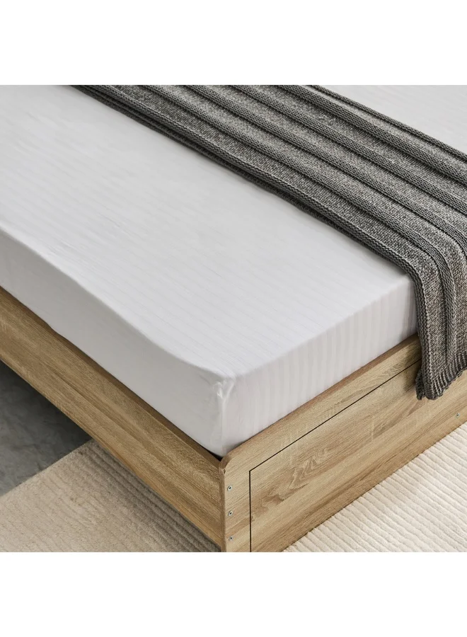 Home Box Hamilton Satin Stripe Twin Fitted Sheet 120 X 200 X 36 Cm