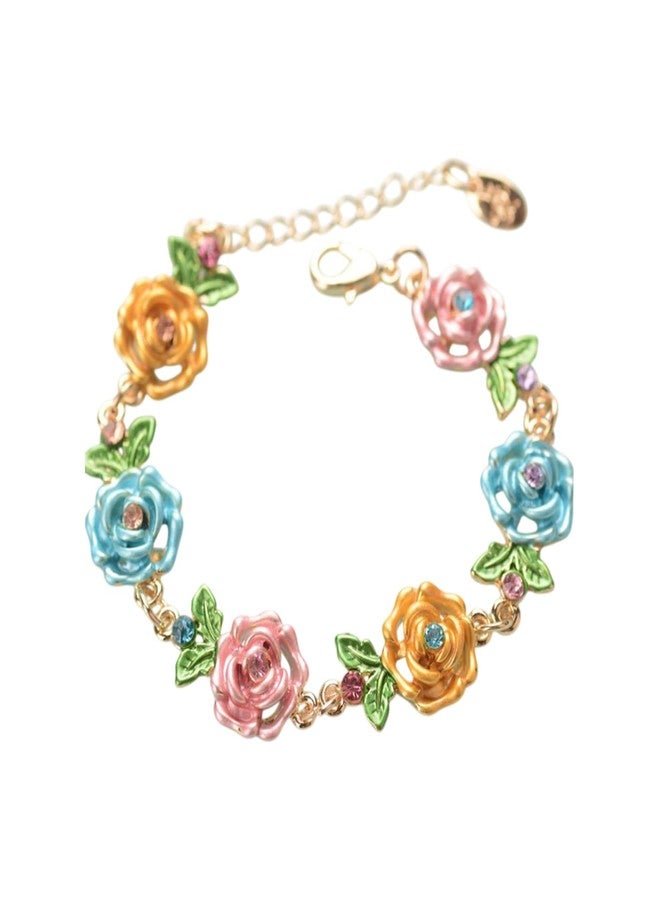 Pingyongchang Vintage Rose Bracelet Alloy Flower Bracelet Color