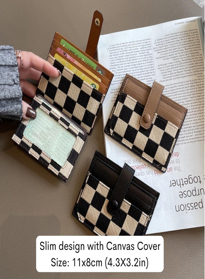 TURBOOST Cute Slim Card Holder Canvas Front Pocket Wallet, Small Credit Card Case for Women (Tan) - Image 3