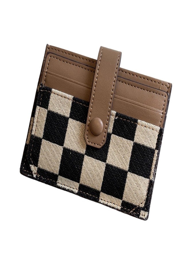 TURBOOST Cute Slim Card Holder Canvas Front Pocket Wallet, Small Credit Card Case for Women (Tan) - Image 1