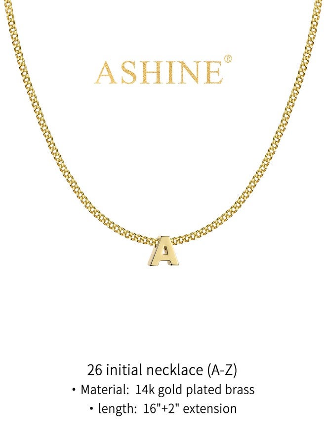 ASHINE Initial Letter Necklaces for Women Dainty Gold Necklace for Women cadenas de oro 14k puro para mujer 16 Inch Charm Gold Chain for Trendy (Gold-A) - Image 5
