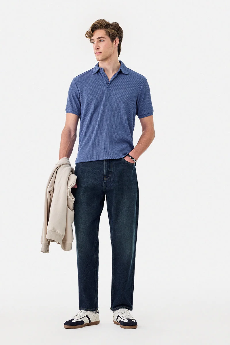 SNITCH Regular Fit Stretch Ribbed Polo T-Shirt