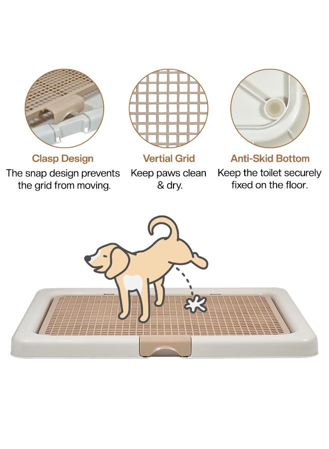 NNC PETS Dog toilet tray with Removable grid and Anti-slip base, Leak-resistant puppy potty training pad holder for Puppies & Small dogs, Suitable for Indoor/Outdoor use, 55 cm (BEIGE) - Image 3
