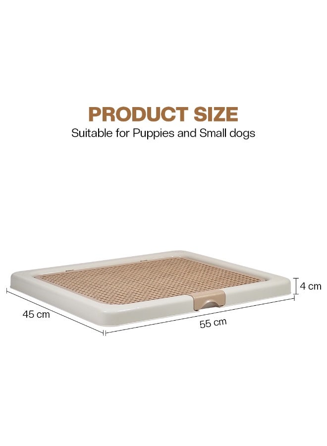 NNC PETS Dog toilet tray with Removable grid and Anti-slip base, Leak-resistant puppy potty training pad holder for Puppies & Small dogs, Suitable for Indoor/Outdoor use, 55 cm (BEIGE) - Image 2