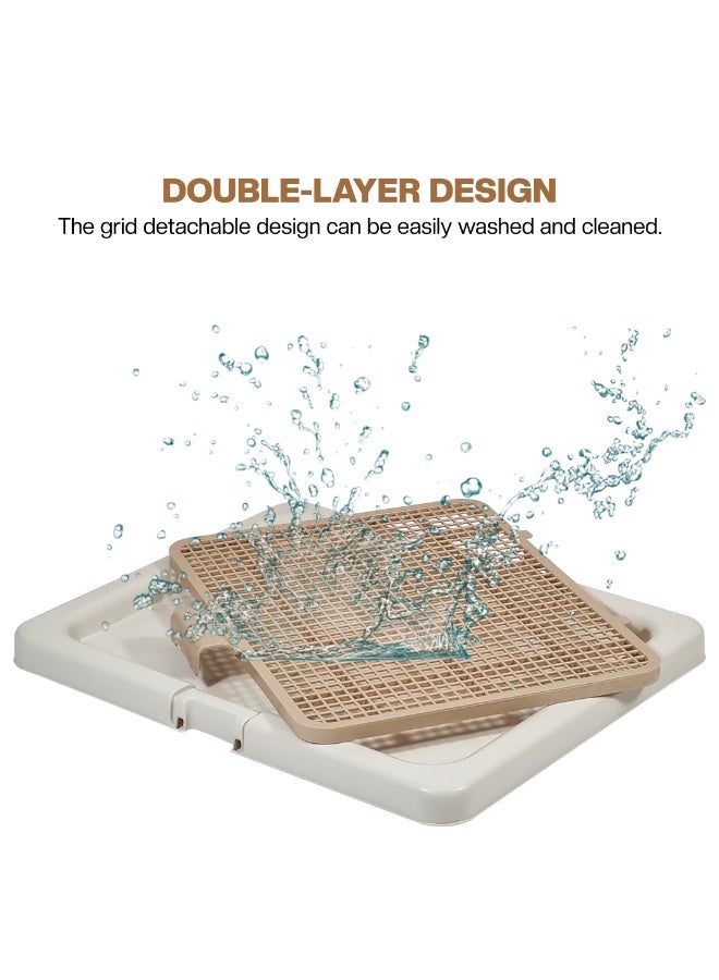 NNC PETS Dog toilet tray with Removable grid and Anti-slip base, Leak-resistant puppy potty training pad holder for Puppies & Small dogs, Suitable for Indoor/Outdoor use, 55 cm (BEIGE) - Image 4