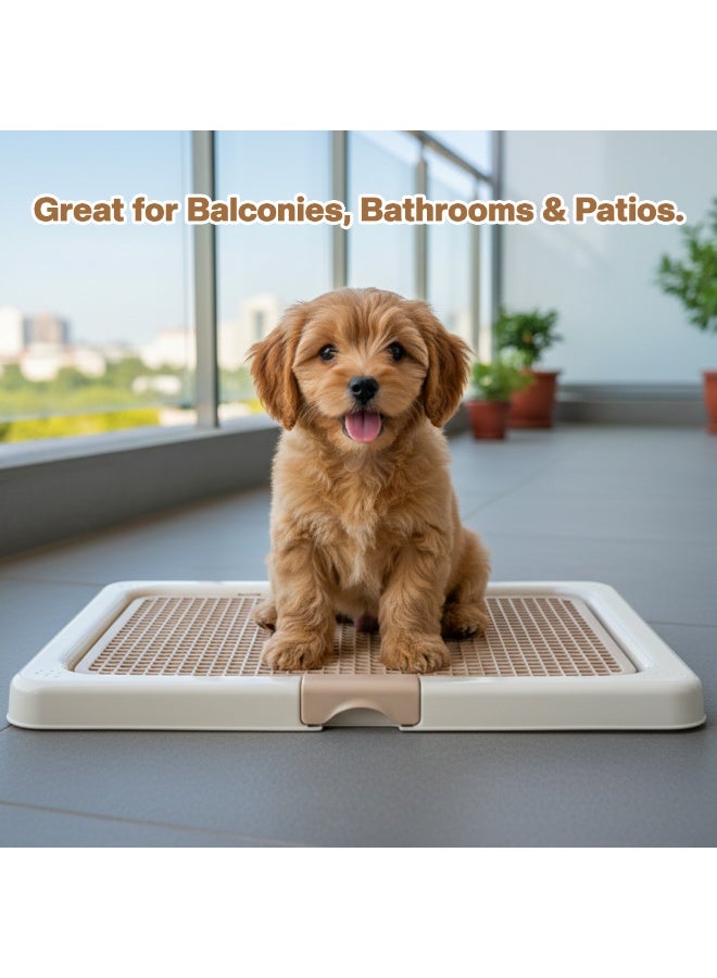 NNC PETS Dog toilet tray with Removable grid and Anti-slip base, Leak-resistant puppy potty training pad holder for Puppies & Small dogs, Suitable for Indoor/Outdoor use, 55 cm (BEIGE) - Image 5
