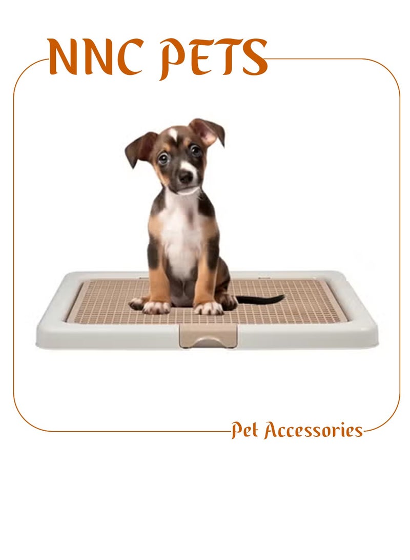 NNC PETS Dog toilet tray with Removable grid and Anti-slip base, Leak-resistant puppy potty training pad holder for Puppies & Small dogs, Suitable for Indoor/Outdoor use, 55 cm (BEIGE) - Image 1