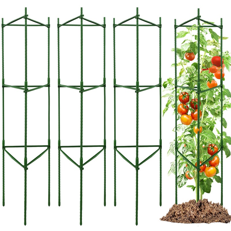 TCBWFY 4Pack 48Inch Adjustable Tomato Cages HeavyDuty Metal Plant Support Trellis for Garden and Pots DIY Tomato Stakes Height Adjustable 16 to 192 Inches - Image 2