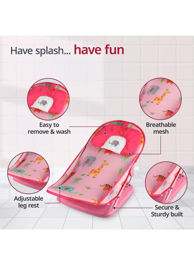 Luvlap Jungle Tales Baby Bather for Baby 3-12 Months, Baby Bath Chair, 3 Position Adjustable, Washable Soft Mesh, for Babies Upto 9 Kg, Large Seat (Multicolor) - Image 4