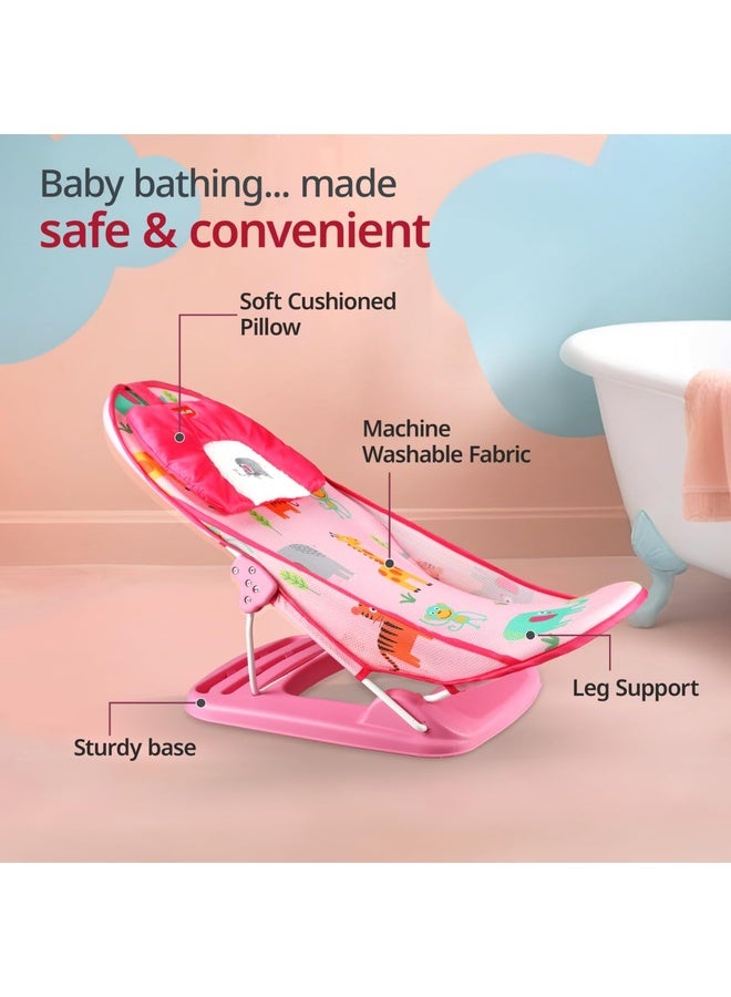 Luvlap Jungle Tales Baby Bather for Baby 3-12 Months, Baby Bath Chair, 3 Position Adjustable, Washable Soft Mesh, for Babies Upto 9 Kg, Large Seat (Multicolor) - Image 2