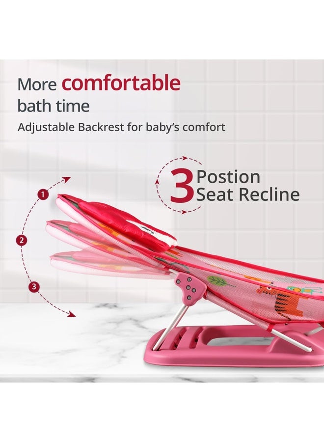 Luvlap Jungle Tales Baby Bather for Baby 3-12 Months, Baby Bath Chair, 3 Position Adjustable, Washable Soft Mesh, for Babies Upto 9 Kg, Large Seat (Multicolor) - Image 3