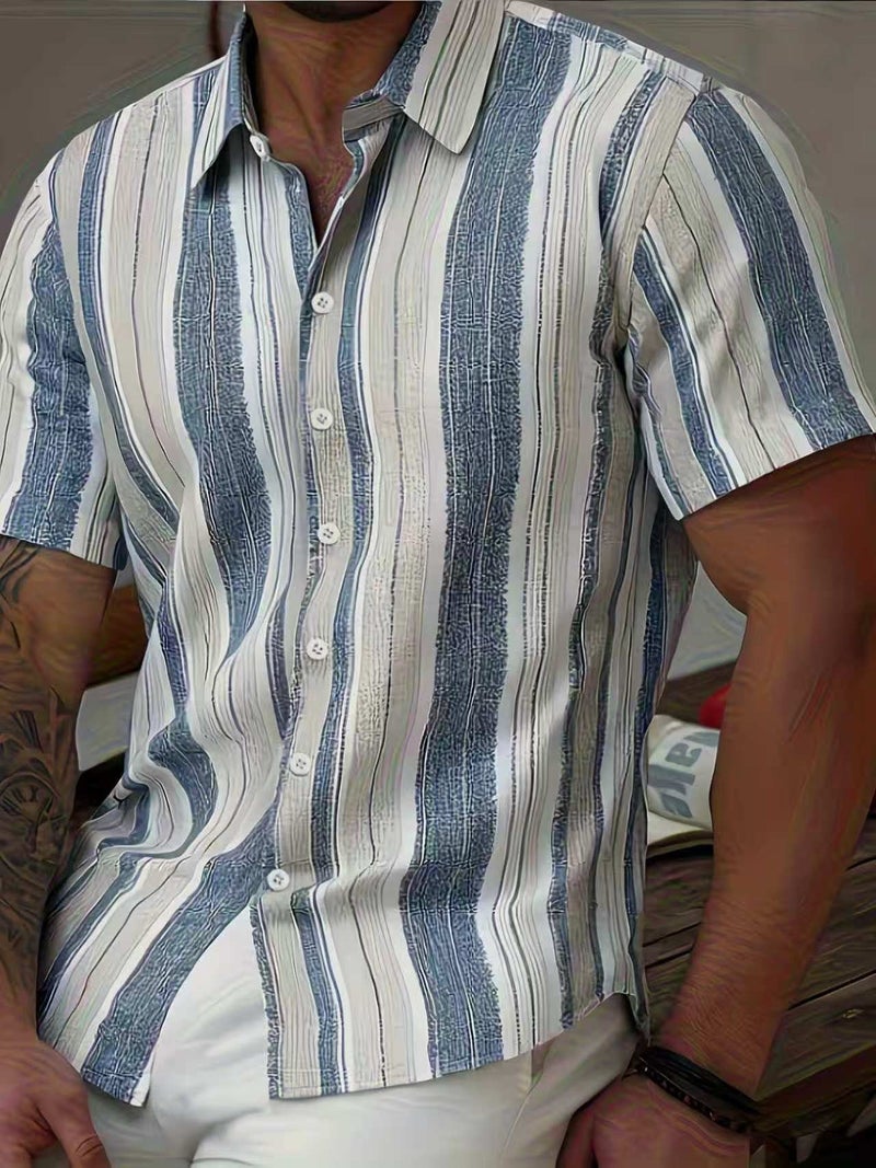 Men's Striped Short Sleeve Shirt - Image 3
