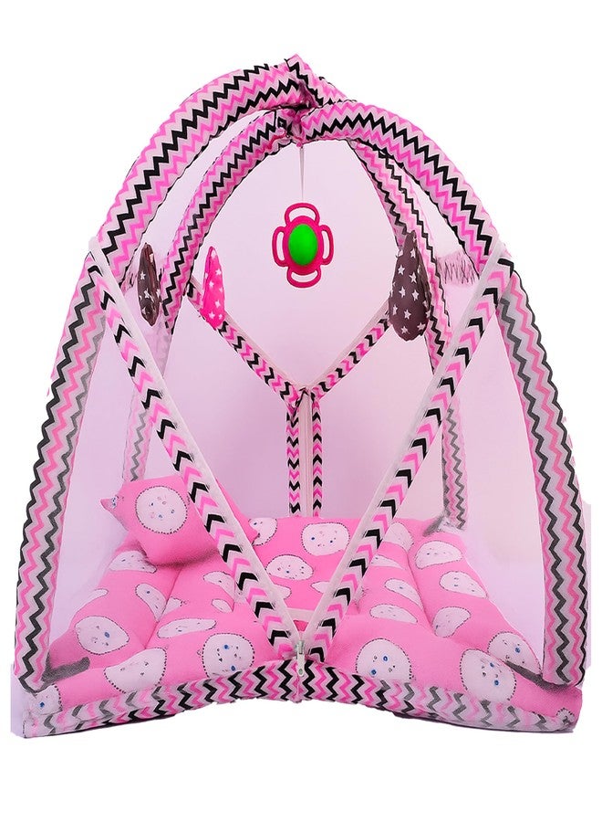 Kwitchy طقم سرير أطفال من Kwitchy، صالة ألعاب مع ناموسية وألعاب معلقة للأطفال الرضع من الجنسين (وردي، من 0 إلى 6 أشهر) - Image 1