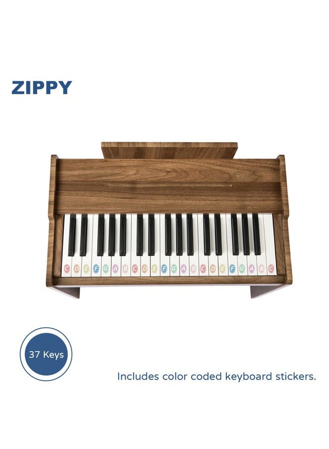 Zippy Kids Piano Keyboard, 37 Keys Digital Piano for Kids, Music Educational Instrument Toy, Wood Piano for 3+ Girls and Boys, Walnut Basic - Image 4