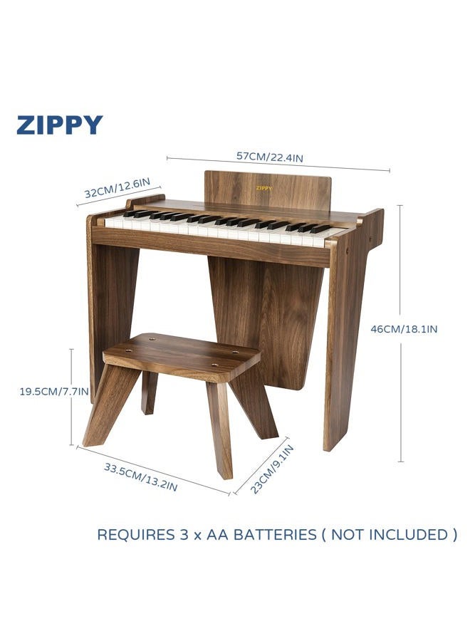 Zippy Kids Piano Keyboard, 37 Keys Digital Piano for Kids, Music Educational Instrument Toy, Wood Piano for 3+ Girls and Boys, Walnut Basic - Image 5