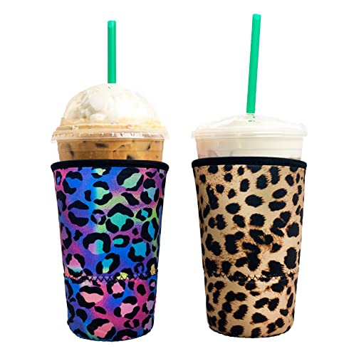 BAXENDALE AND CO Baxendale Iced Coffee Sleeve Cups  2 Pack  Neoprene Iced Coffee Sleeve  Large 32oz Animal Pattern 