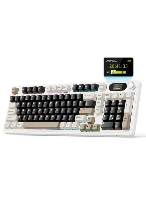 X98 Pro Wireless Mechanical Keyboard,Tri-Mode BT5.0/2.4G/USB-C Custom Keyboard with Smart Display&Knob,98 Keys Hot Swappable,Web Driver RGB Gaming Keyboard for PC/Mac/PS4/Xbox