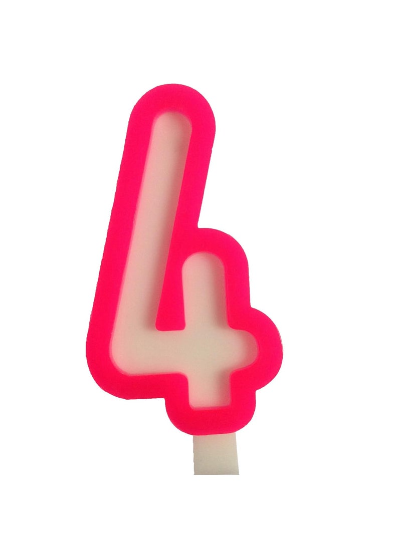 Funcart Funcart Pink and White Numerical 4 Style Candle for 4th Birthday DecorationCake TopperCake DecorationBirthday Decoration  - Image 1