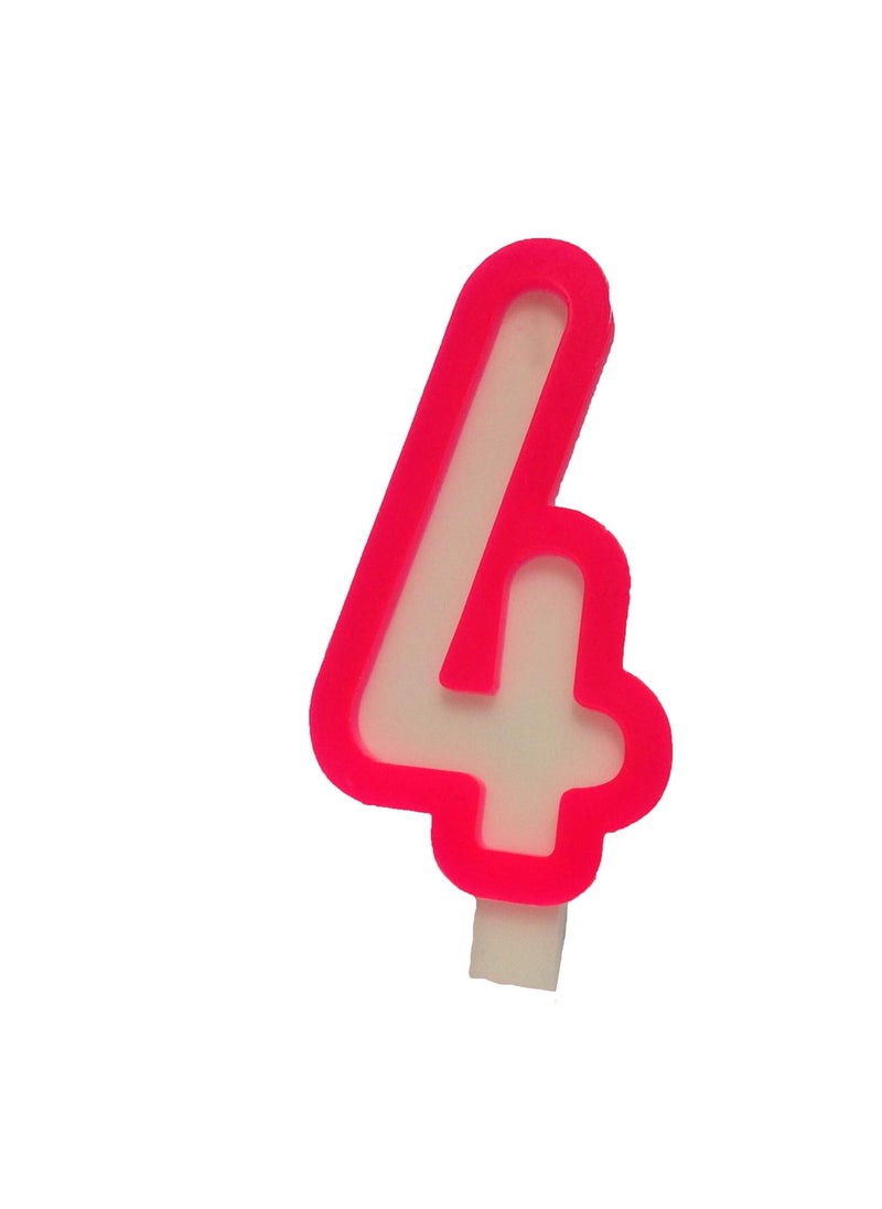 Funcart Funcart Pink and White Numerical 4 Style Candle for 4th Birthday DecorationCake TopperCake DecorationBirthday Decoration  - Image 2