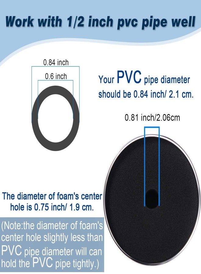 Honoson هونوسون 4 أحجام 8 قطع حامل أكواب فوم إدخالات لكوب 1/2 بوصة أنبوب PVC ملحقات إدخالات فوم تناسب 10 أوقية إلى 40 أوقية جميع الأكواب (أسود) - Image 5