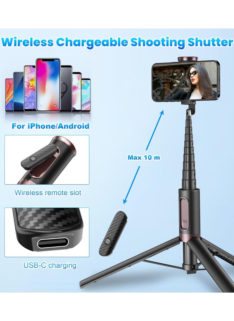 Generic 170cm Phone Tripod Selfie Stick, All-in-1 Phone Tripod Stand with Remote,Portable,Lightweight Tripod for for Selfies/Live/Video Recording/Travel-Black  - Image 4