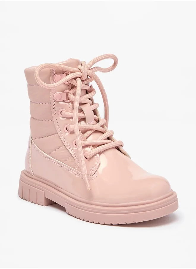 لي كوبر Girls Quilted Low Ankle Boots with Zip Closure