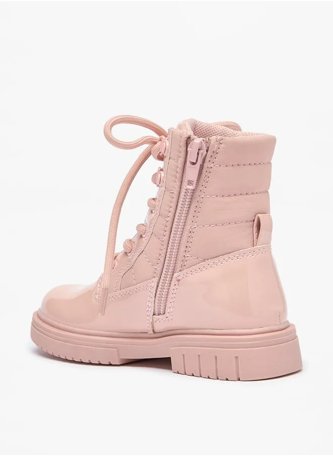 لي كوبر Girls Quilted Low Ankle Boots with Zip Closure