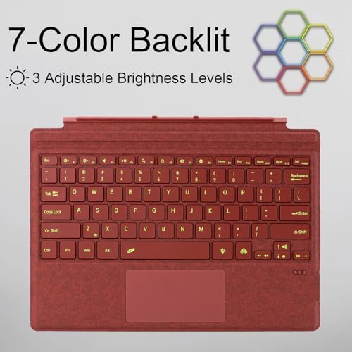 Zoof Type Cover for Microsoft Surface Pro 7+ / Pro 7/6 / 5/4 / 3, 12.3 inch, Ultra-Slim Wireless Bluetooth Tablet Keyboard with Multi Touchpad (Poppy Red) - Image 4