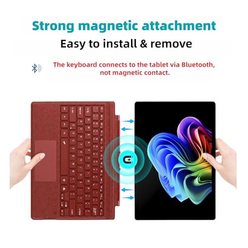 Zoof Type Cover for Microsoft Surface Pro 7+ / Pro 7/6 / 5/4 / 3, 12.3 inch, Ultra-Slim Wireless Bluetooth Tablet Keyboard with Multi Touchpad (Poppy Red) - Image 3