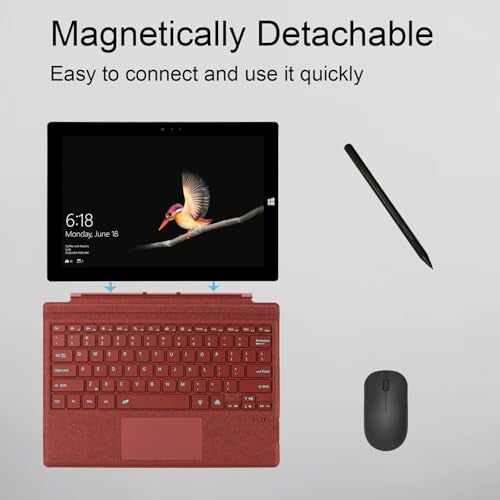Zoof Type Cover for Microsoft Surface Pro 7+ / Pro 7/6 / 5/4 / 3, 12.3 inch, Ultra-Slim Wireless Bluetooth Tablet Keyboard with Multi Touchpad (Poppy Red) - Image 5