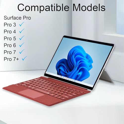 Zoof Type Cover for Microsoft Surface Pro 7+ / Pro 7/6 / 5/4 / 3, 12.3 inch, Ultra-Slim Wireless Bluetooth Tablet Keyboard with Multi Touchpad (Poppy Red) - Image 2