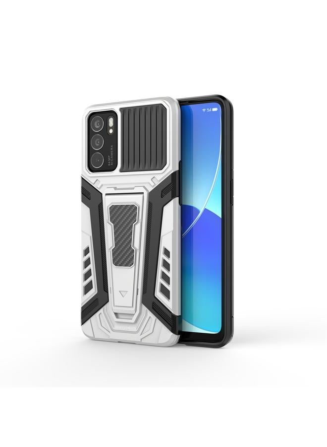 اس-توب جراب لهاتف OPPO Reno6 5G سلسلة War Chariot Armor جراب واقٍ شامل مقاوم للصدمات مصنوع من مادة PC + TPU مع حامل غير مرئي - Image 1
