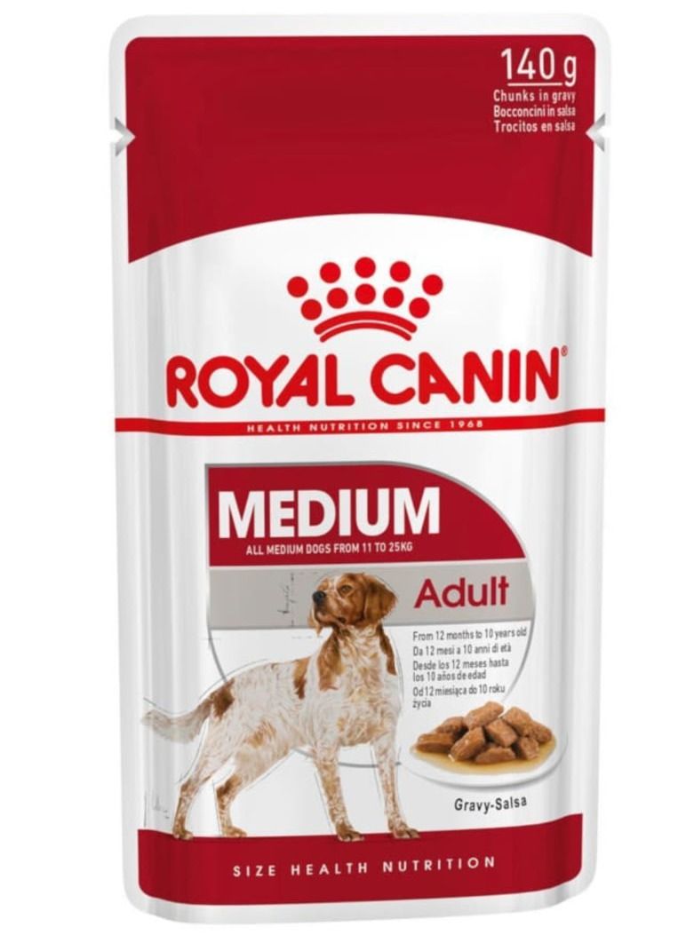 ROYAL CANIN Medium Adult Chunks in Gravy Dog Wet Food 10x140g - Image 2