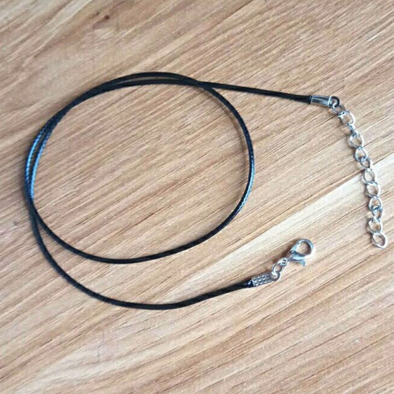 💍 قطع من خيط عقد مشمع بطول ستين سنتيمتر مع مشبك لصنع العقود والأساور لون أسود - Image 4