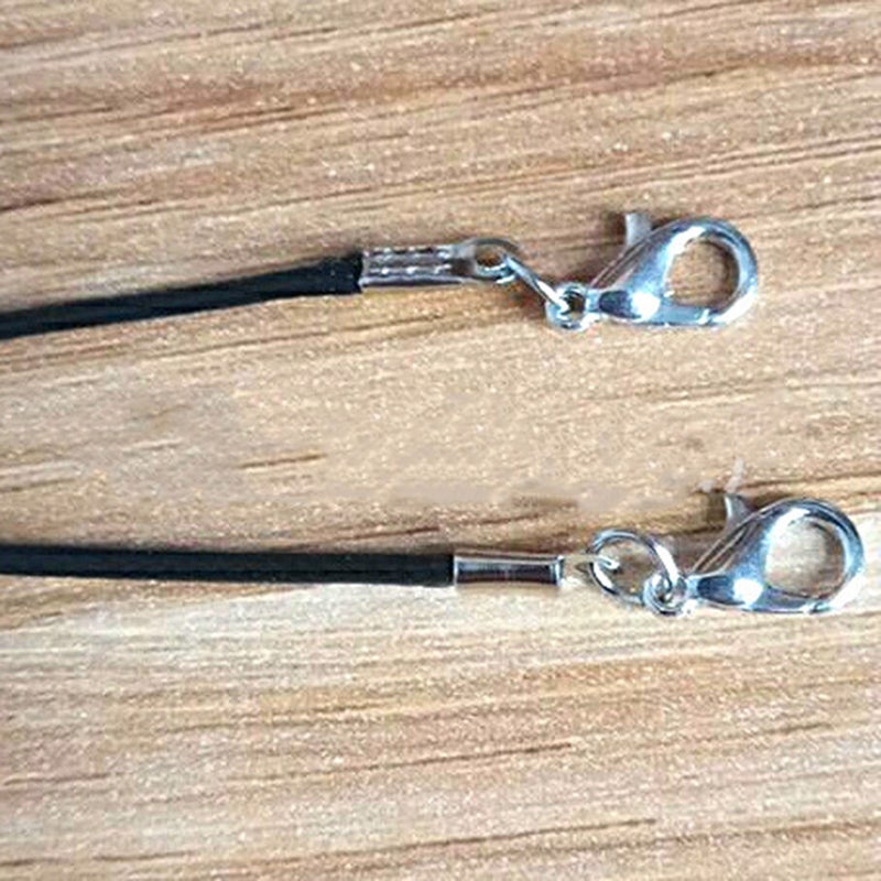 💍 قطع من خيط عقد مشمع بطول ستين سنتيمتر مع مشبك لصنع العقود والأساور لون أسود - Image 3