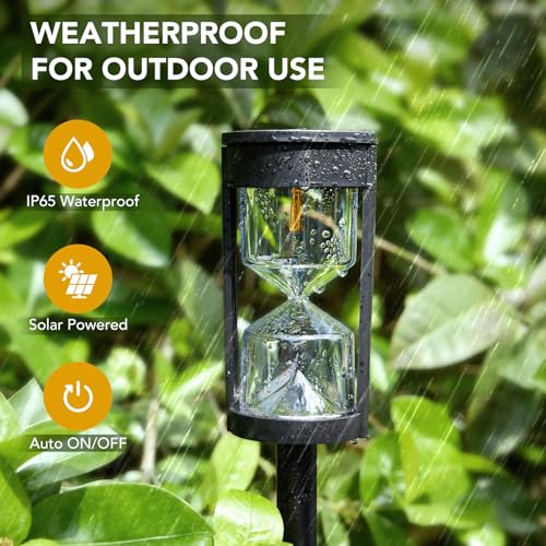MAGGIFT 6 Pack Solar Pathway Lights - New Upgraded Hourglass Shape Solar Garden Lights - IP65 Waterproof Powered Landscape Path Lights for Yard, Lawn, Patio - Image 2