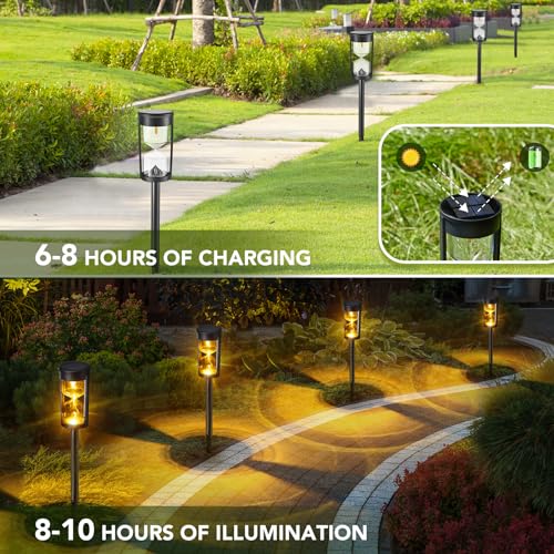 MAGGIFT 6 Pack Solar Pathway Lights - New Upgraded Hourglass Shape Solar Garden Lights - IP65 Waterproof Powered Landscape Path Lights for Yard, Lawn, Patio - Image 3