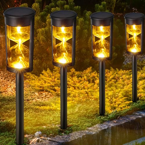 MAGGIFT 6 Pack Solar Pathway Lights - New Upgraded Hourglass Shape Solar Garden Lights - IP65 Waterproof Powered Landscape Path Lights for Yard, Lawn, Patio - Image 1