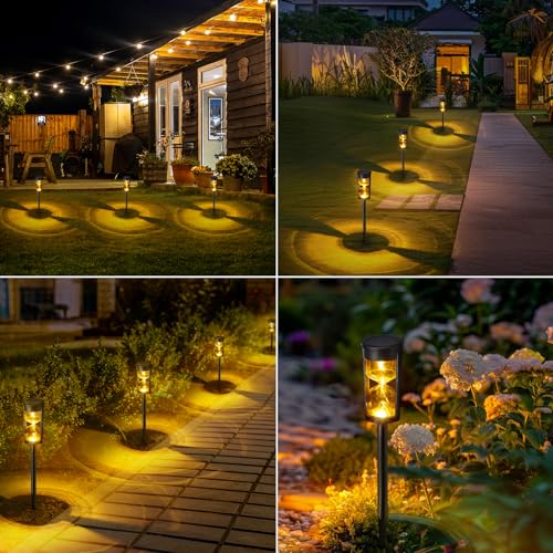 MAGGIFT 6 Pack Solar Pathway Lights - New Upgraded Hourglass Shape Solar Garden Lights - IP65 Waterproof Powered Landscape Path Lights for Yard, Lawn, Patio - Image 5