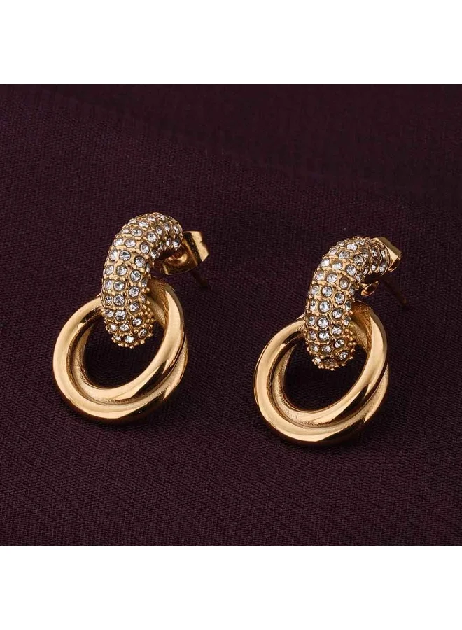 بالموناس PALMONAS CZ Urban Egde Stud Earrings for Women | 18K Gold Plated, Waterproof & Anti-Tarnish