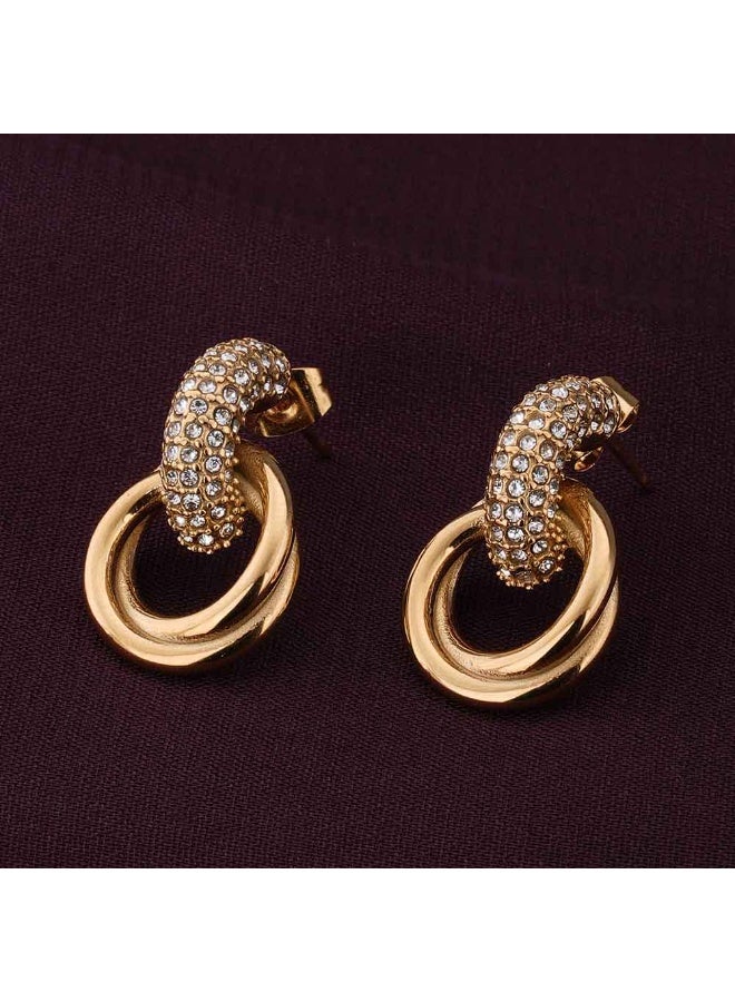 PALMONAS 18k Gold Tone Plated Urban Egde Gold Drop Earring
 for Women - Image 2